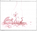 Scene 33: Petunia's "OK" sign facing left in the storyboard instead of right.